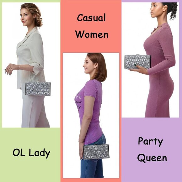 🆕Women Black Satin Fashion Party Evening Handbag Elegant Clutch Bag Accessories - Picture 2 of 8